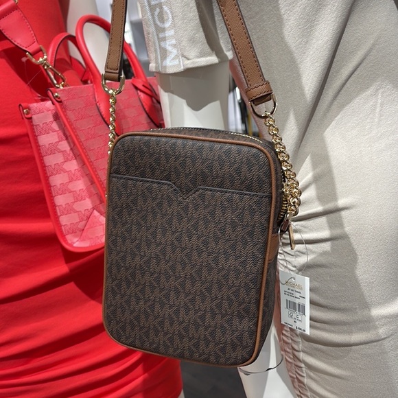 Michael Kors Women's Jet Set Travel Medium Logo Adult Crossbody Bag Brown - Picture 3 of 16